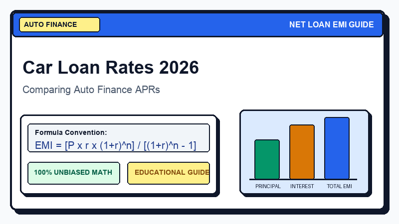 Best Car Loan Interest Rates in India 2026: Bank Comparison - Net Loan EMI Calculator Guide